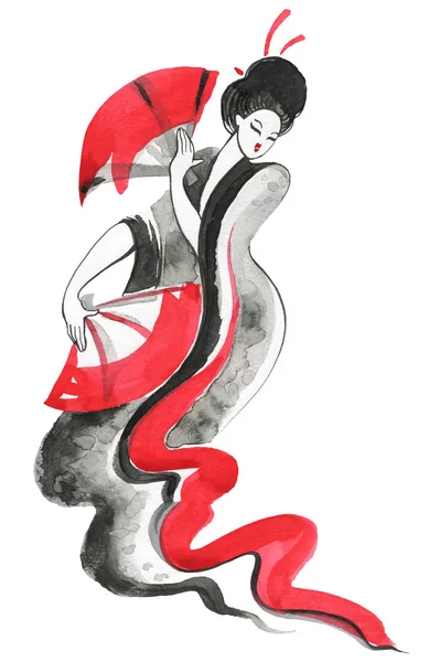 Geisha. Frau in traditioneller Kleidung. japanischer Stil — Stockfoto