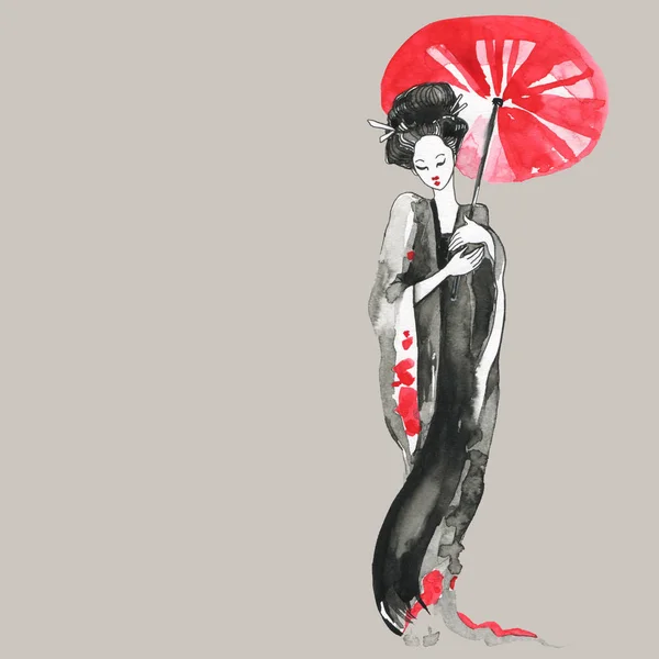 Geisha. Mujer vestida con ropa tradicional. Estilo japonés — Foto de Stock