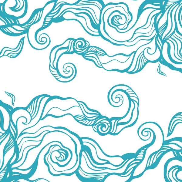 Océano olas Ilustración dibujada a mano — Vector de stock