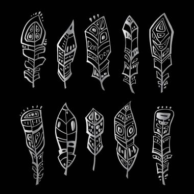 Vintage tüy vektör set