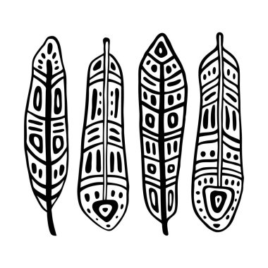 Vintage tüy vektör set