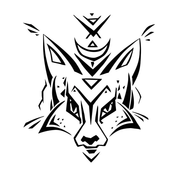 Tribal pattern Fox. Polynesian tattoo style — Stock Vector