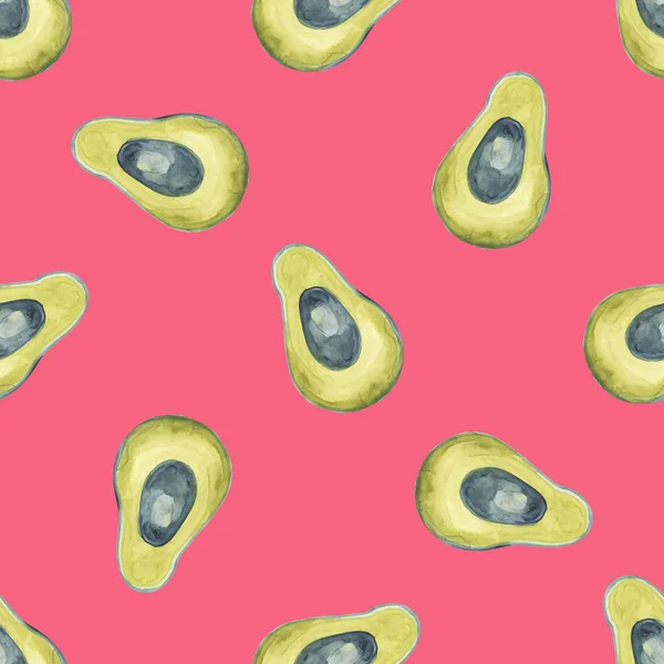 Бесшовный рисунок авокадо. Акварель — стоковое фото