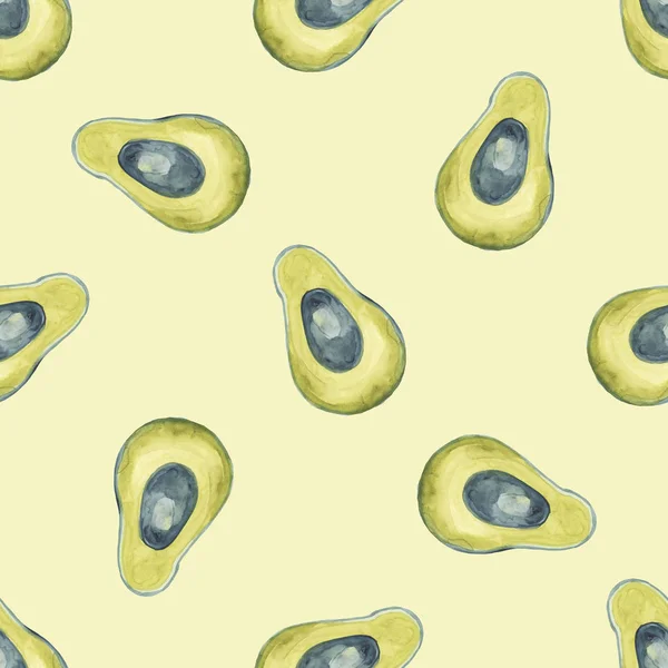 Avocado seamless pattern. Watercolor background — Stock Photo, Image