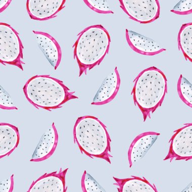 Pitaya. Tropikal desen egzotik meyve. Sulu Boya Dikişsiz arka plan