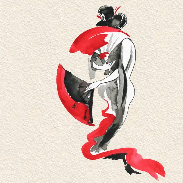 Γκέισα. Γυναίκα με παραδοσιακή ενδυμασία. Ιαπωνικό στυλ — Φωτογραφία Αρχείου