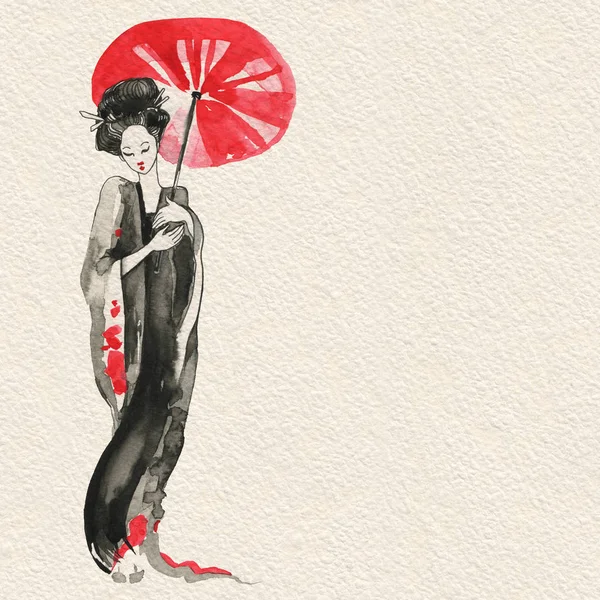 Geisha. Mujer vestida con ropa tradicional. Estilo japonés — Foto de Stock