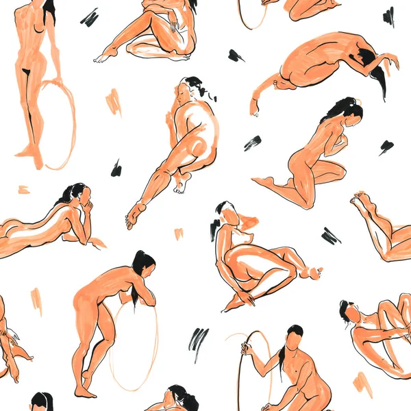 Donna nuda. Illustrazione pittura a mano . — Foto Stock