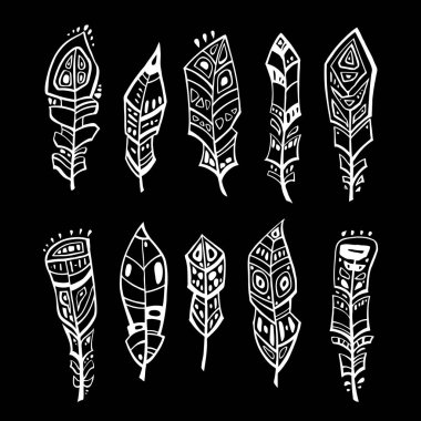 Vintage tüy vektör set