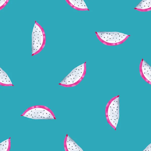 Pitaya. Tropische patroon van exotisch fruit. Aquarel naadloze achtergrond — Stockfoto