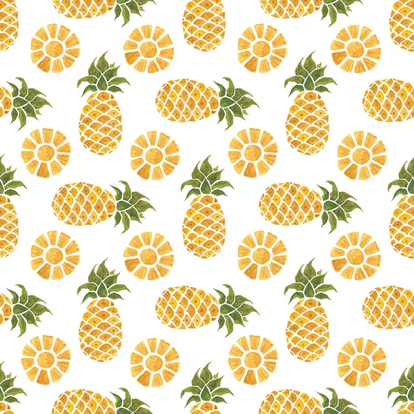 Pineapples. Watercolor Tropical pattern — Stock Photo, Image