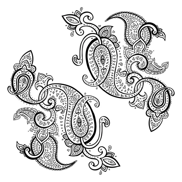 Paisley. Ornamento etnico. Set vettoriale vintage — Vettoriale Stock