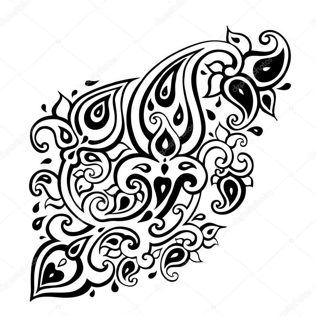 Paisley background. Hand Drawn ornament.
