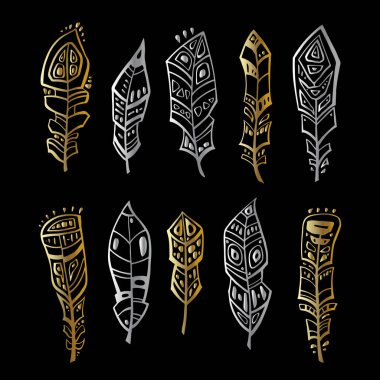 Vintage tüy vektör set