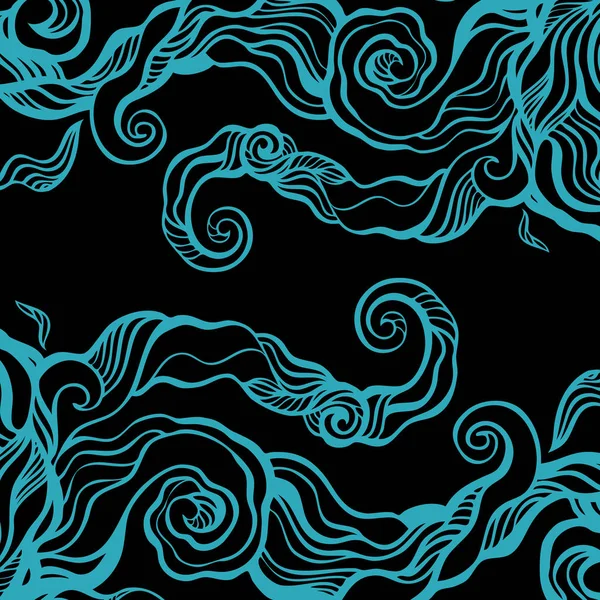 Havsvågor Hand dras illustration — Stock vektor