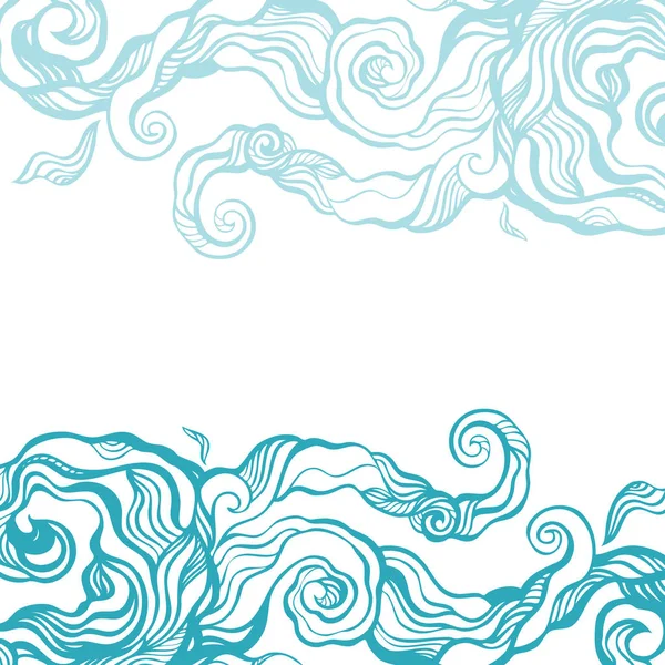 Océano olas Ilustración dibujada a mano — Vector de stock