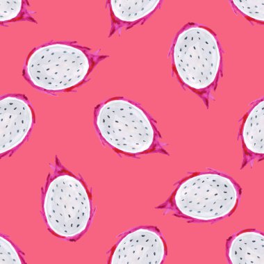 Pitaya. Tropikal desen egzotik meyve. Sulu Boya Dikişsiz arka plan