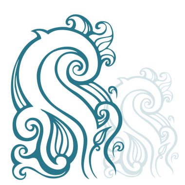 Okyanus dalgaları hazır, elle çizilmiş illüstrasyon