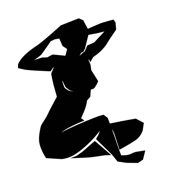 Silhouette giovane donna . — Vettoriale Stock