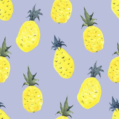 Ananas arka plan. Suluboya tropic desen