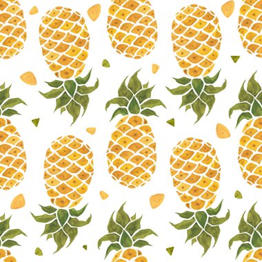 Ananas arka plan. Sulu Boya Dikişsiz desen.