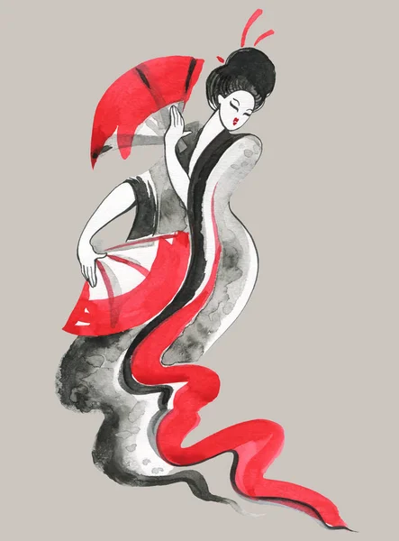 Geisha. Frau in traditioneller Kleidung. japanischer Stil — Stockfoto