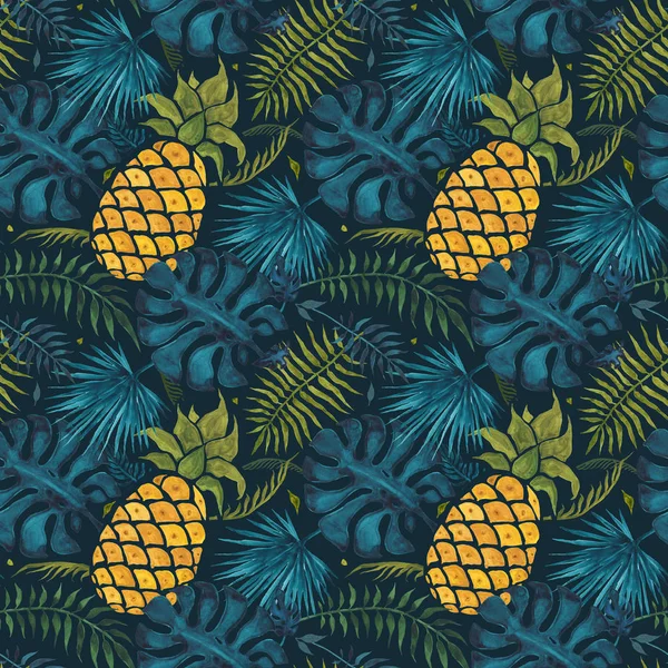 Pineapple background. Watercolor Seamless pattern. — Stock Photo, Image