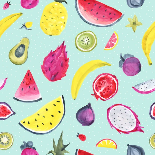 Tropical pattern of exotic fruit. Abstract Seamless background — Stock Photo, Image