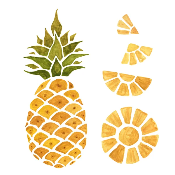 Pineapple. Watercolor illustration. — Stock Photo, Image