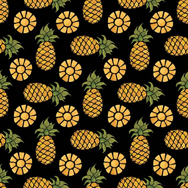Pineapple background. Watercolor Seamless pattern. — Stock Photo, Image