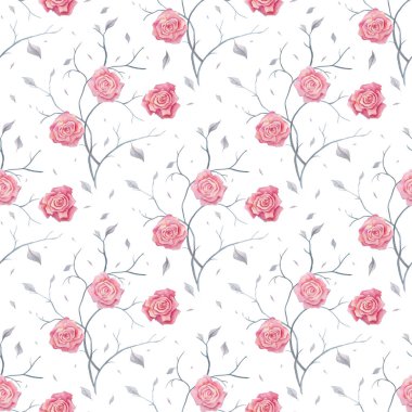 Elle çizilmiş Dikişsiz desen gül