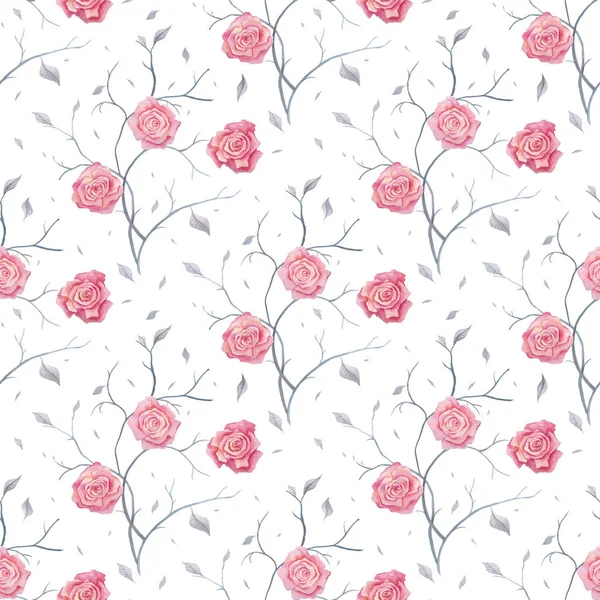 Hand Drawn seamless pattern of Roses — Stock Photo, Image