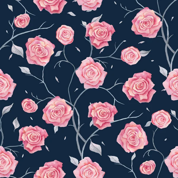 Patrón sin costura dibujado a mano de rosas — Foto de Stock