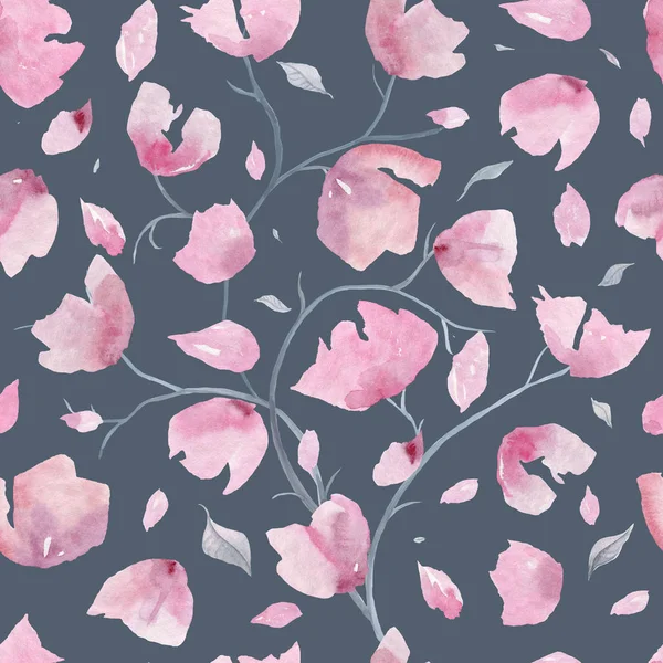 Ručně tažené bezešvé pattern abstraktní květy — Stock fotografie