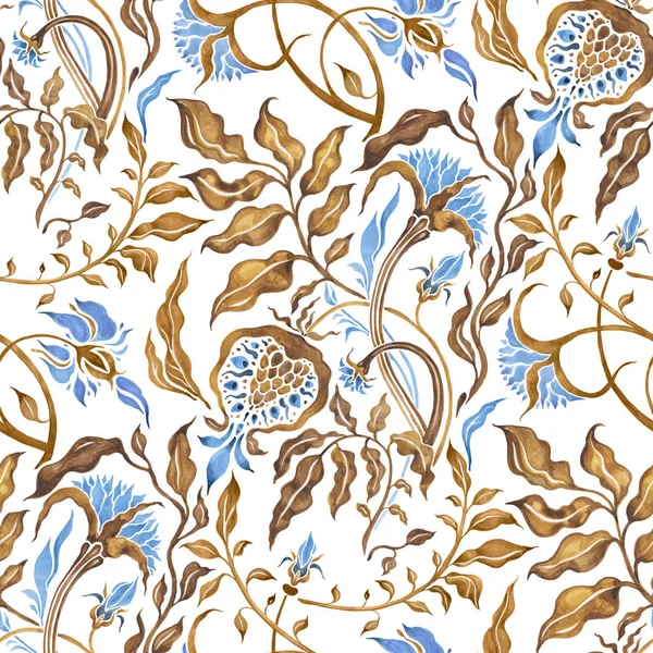 Hand Drawn seamless pattern of Abstract Flowers — Stock Photo, Image