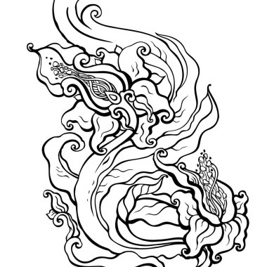 Soyut çiçek. Vektör el çekilmiş illüstrasyon izole,