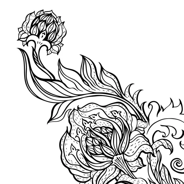 Abstract Flower. Hand Drawn vectorillustratie, geïsoleerd — Stockvector