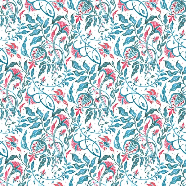Hand Drawn seamless pattern of Abstract Flowers — Stock Photo, Image