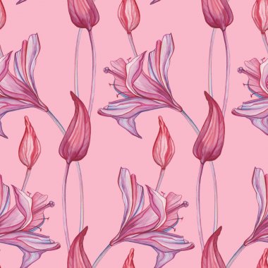 Elle çizilmiş seamless modeli soyut çiçek