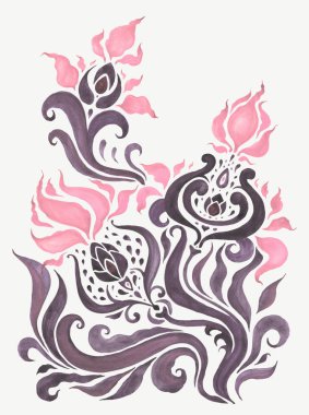 Suluboya el çekilmiş soyut çiçek