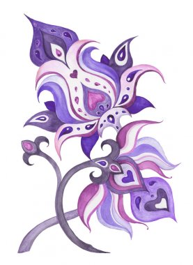 Suluboya el çekilmiş soyut çiçek