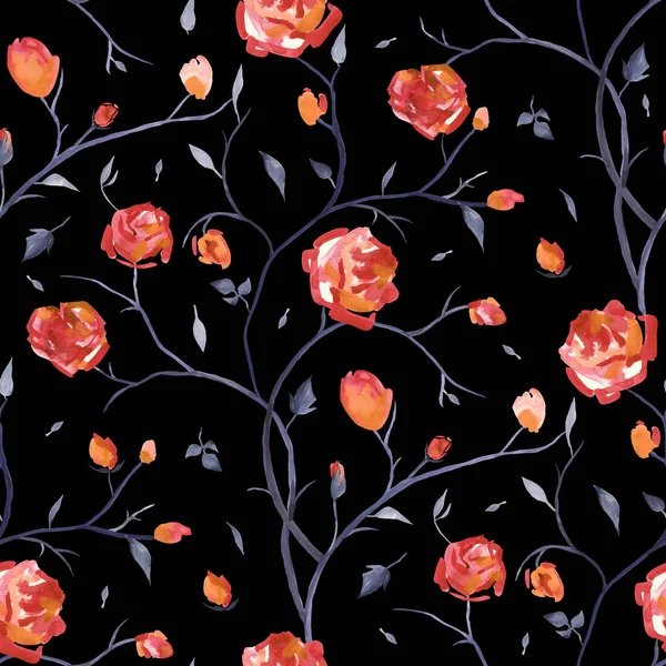 Ručně tažené bezešvé vzor růží — Stock fotografie