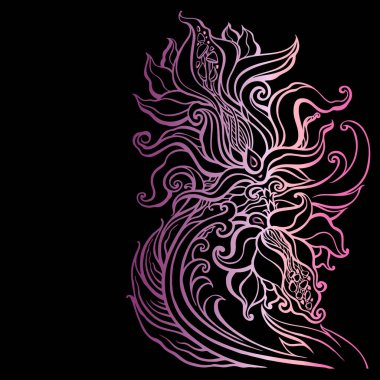 Soyut çiçek. Vektör el çekilmiş illüstrasyon izole,