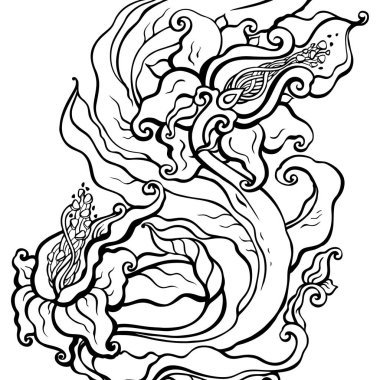 Soyut çiçek. Vektör el çekilmiş illüstrasyon izole,