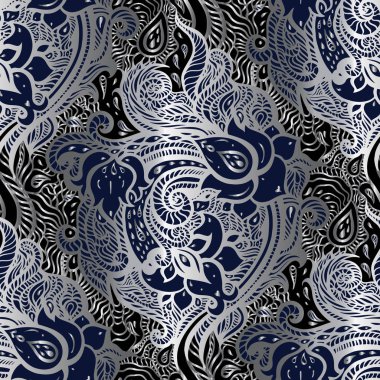 Soyut çiçekli Vintage seamless modeli