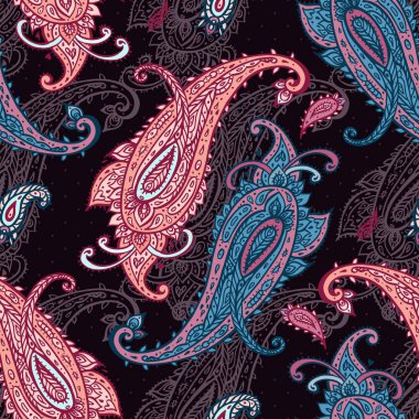Paisley arka plan. Soyut çiçek Vintage Seamless modeli el ile çizilmiş.