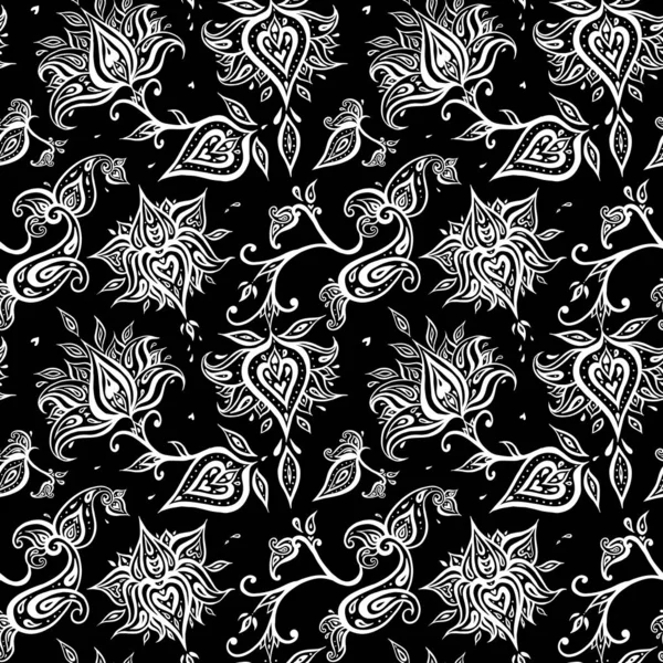 Paisley achtergrond. Vintage naadloze patroon met hand getrokken abstracte bloemen. — Stockvector