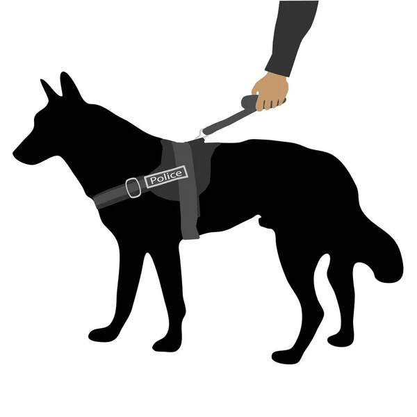 Polizeihund an der Leine — Stockvektor