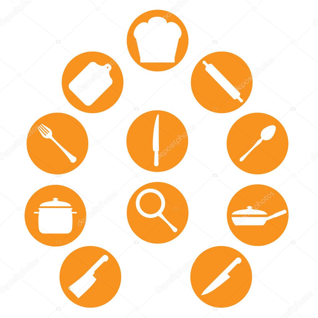 cook kitchen utensil icons set