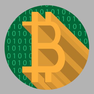 Kripto-para bitcoin zemin üzerine yeşil ikili kod ile soyut simgesi